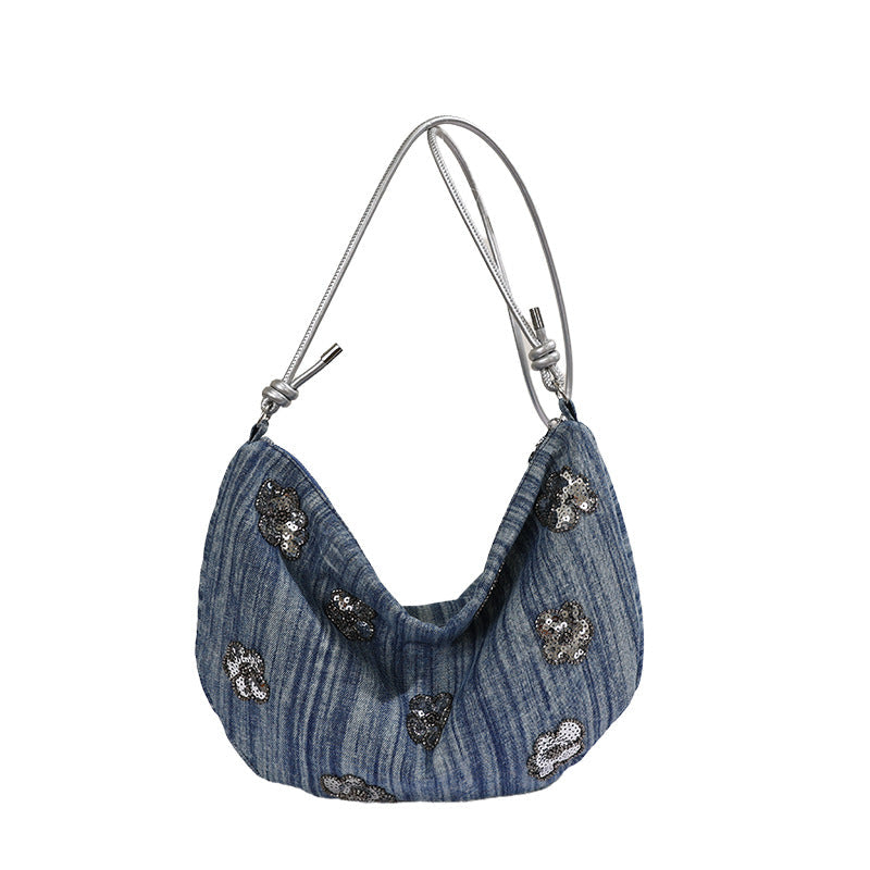Dames Denim Handtas met Bloemenversiering 6