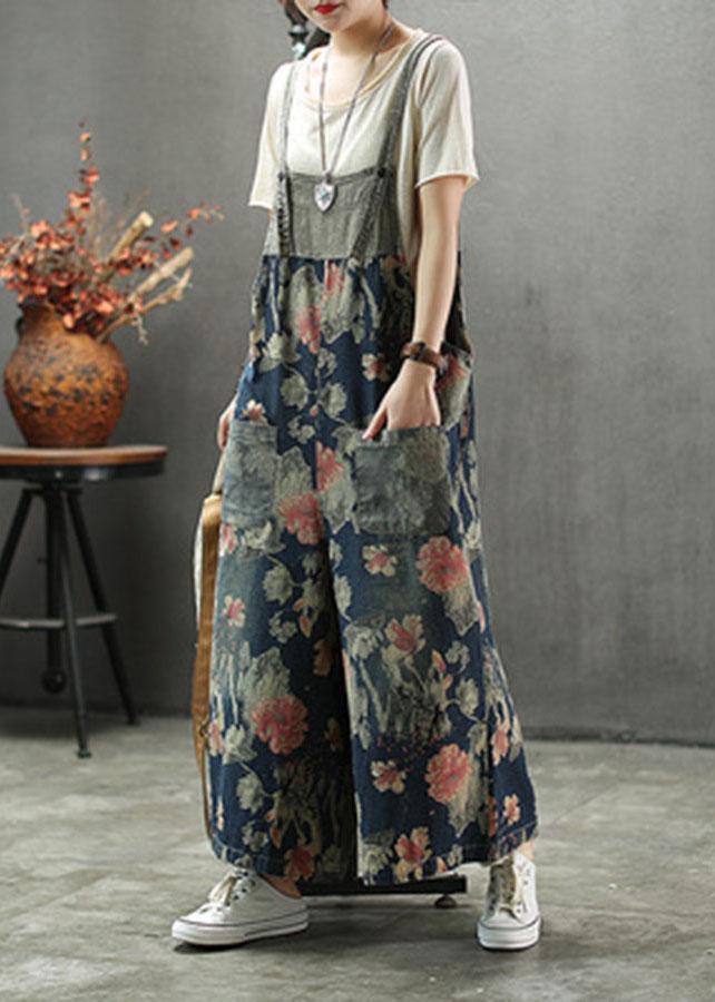 Dames Denim Romper Met Print en Zakjes 2