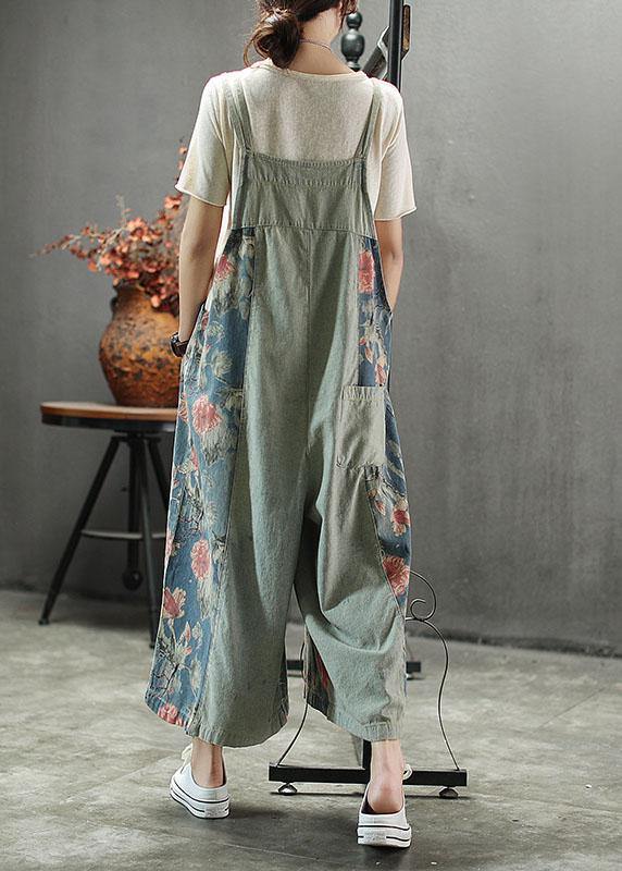Dames Denim Romper Met Print en Zakjes 4