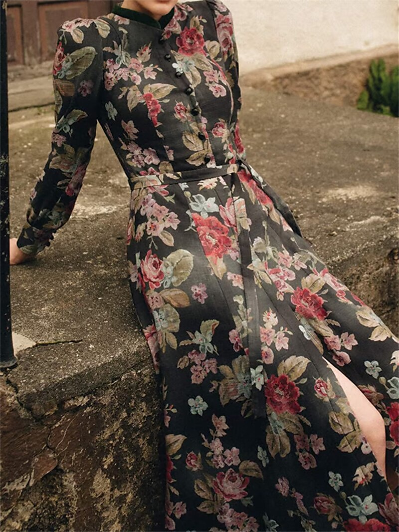 Dames Dirndljurk Vintage Stijl met Bloemmotief 1