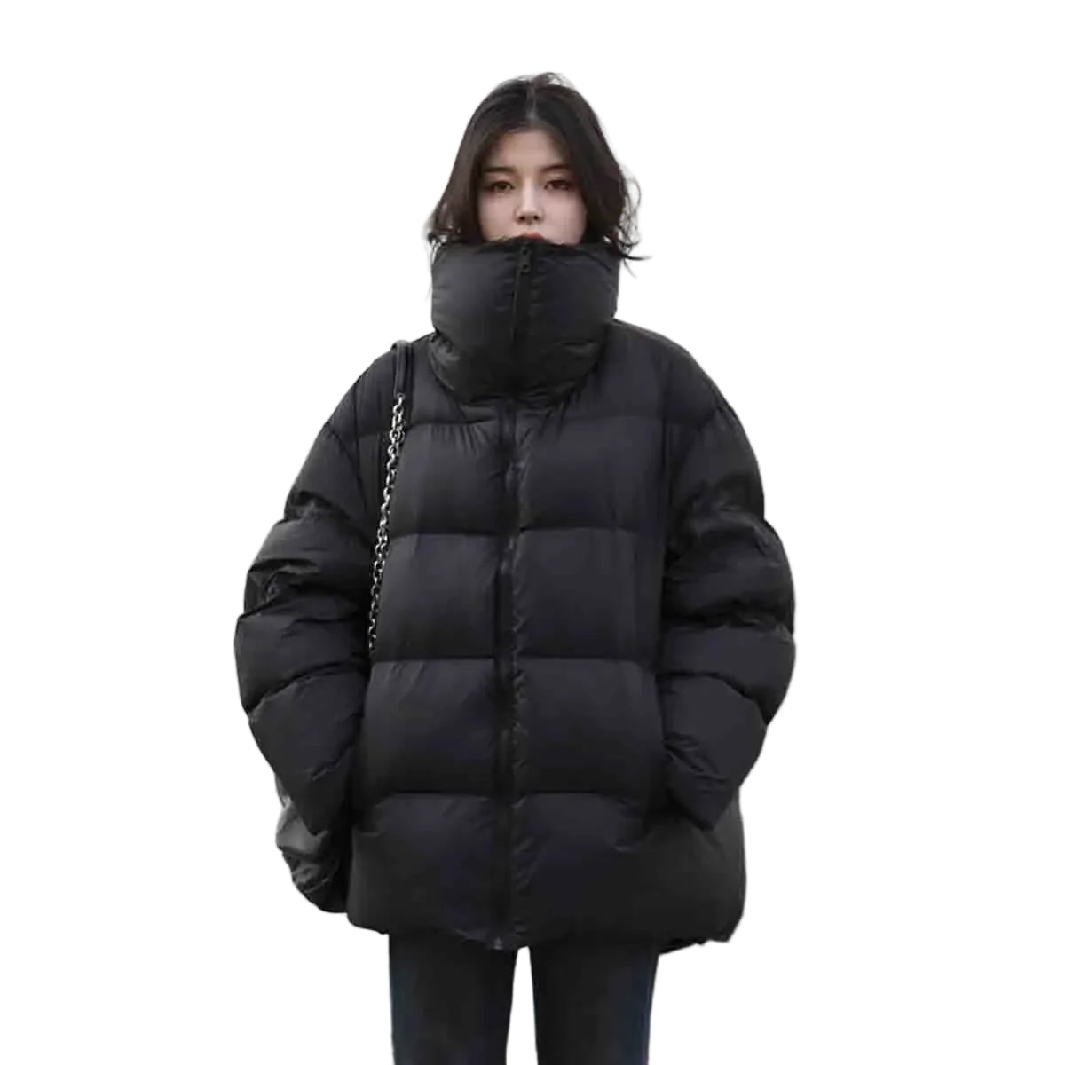 Dames Donsjas Winter met Staande Kraag - Lange Donzen Jas voor Koude Dagen 0