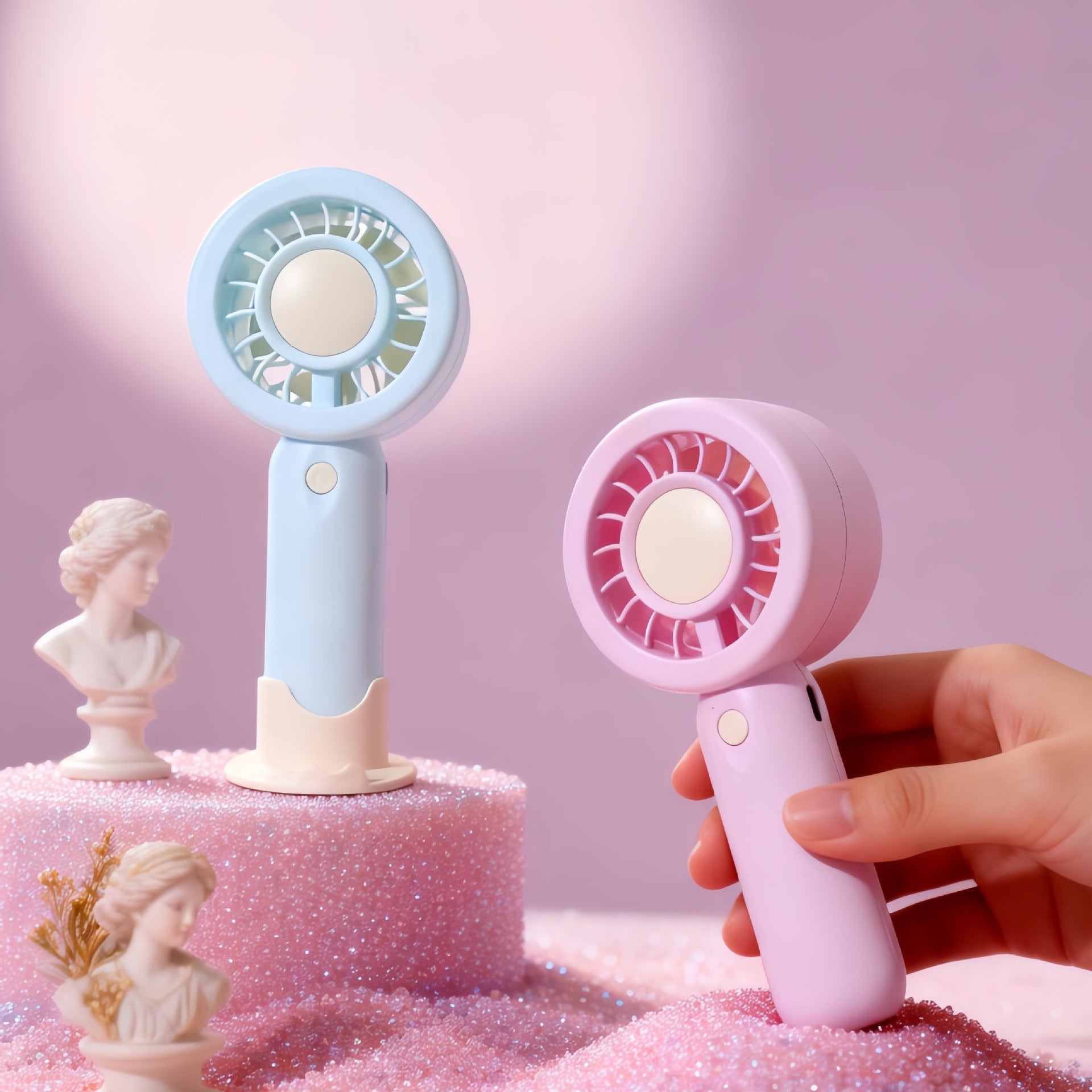 Dames Draagbare Handventilator USB Ergonomisch Ontwerp Met Meerdere Snelheden 4