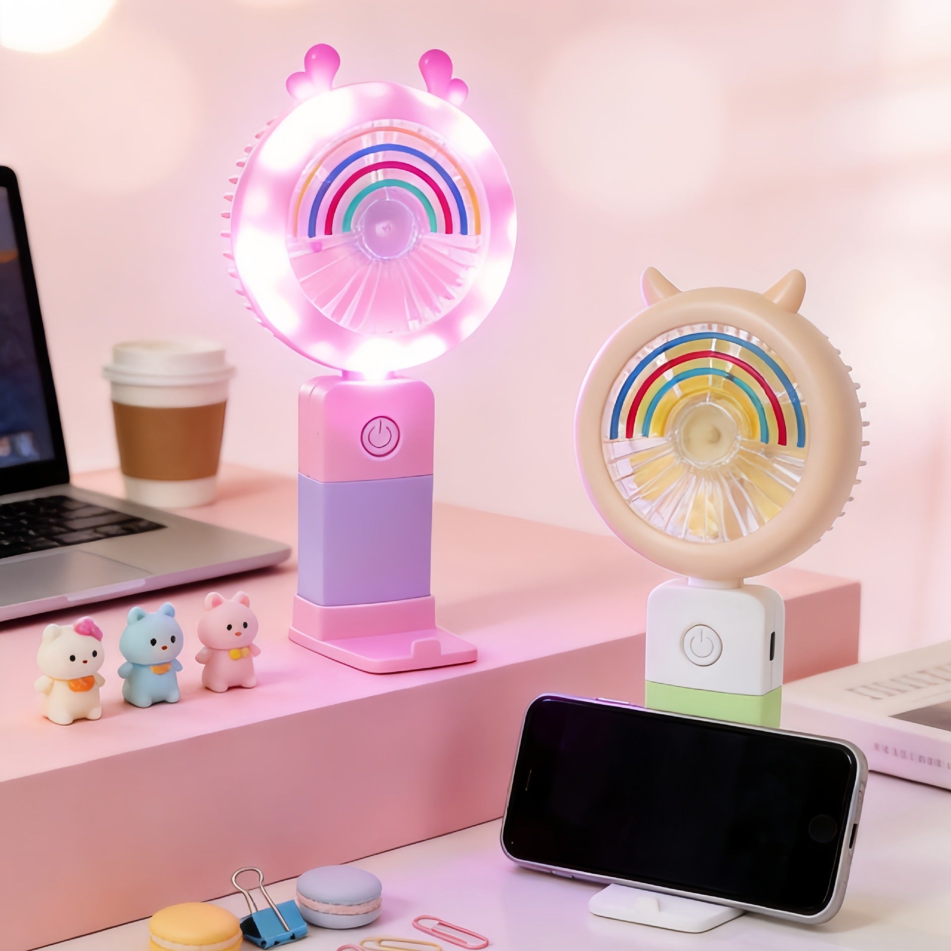 Dames Draagbare Handventilator met LED Lichteffecten 2