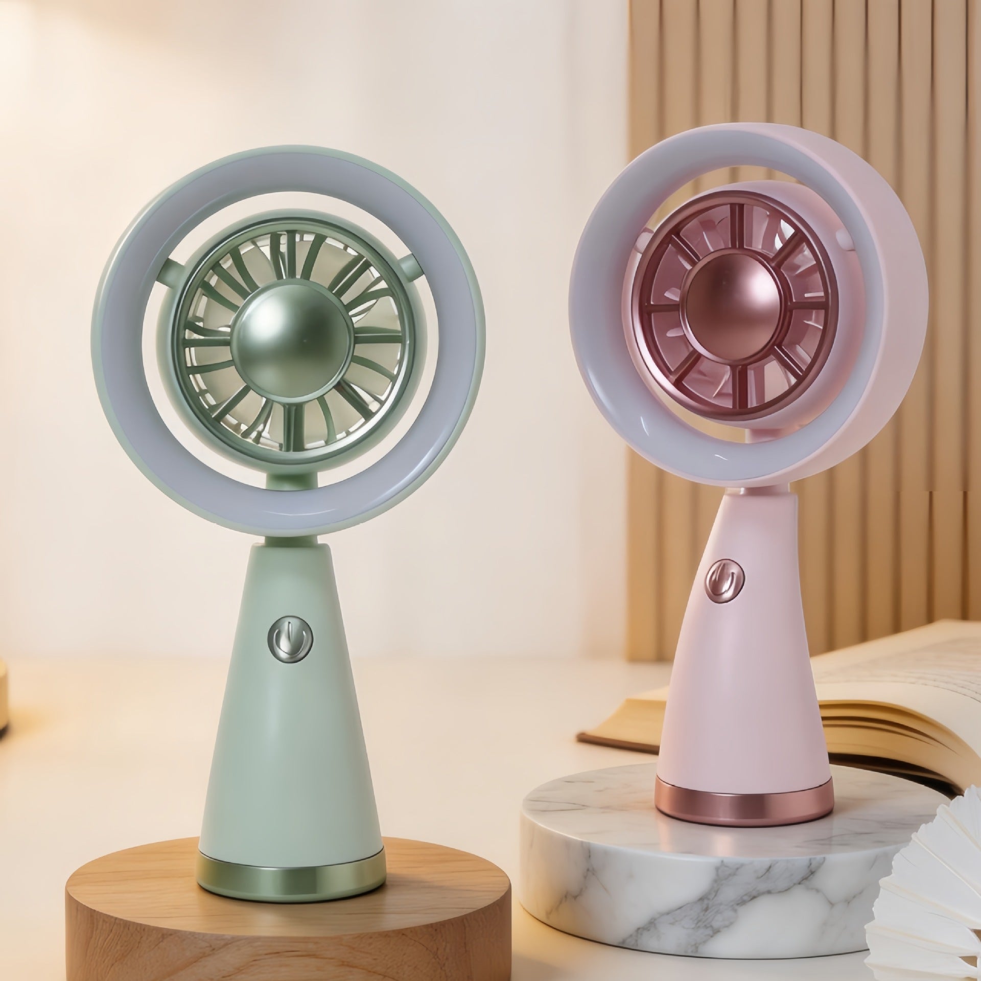 Dames Draagbare Handventilator met RGB-Verlichting Modern Design 3