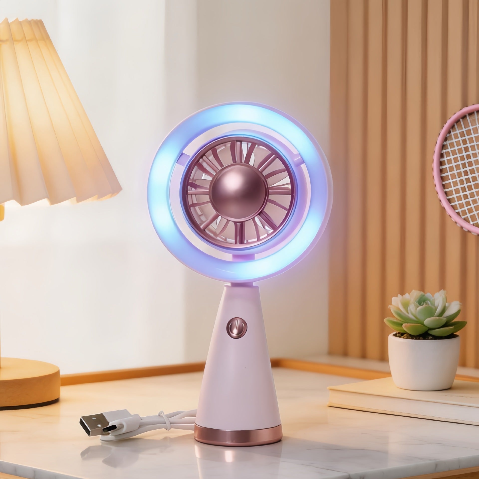 Dames Draagbare Handventilator met RGB-Verlichting Modern Design 5