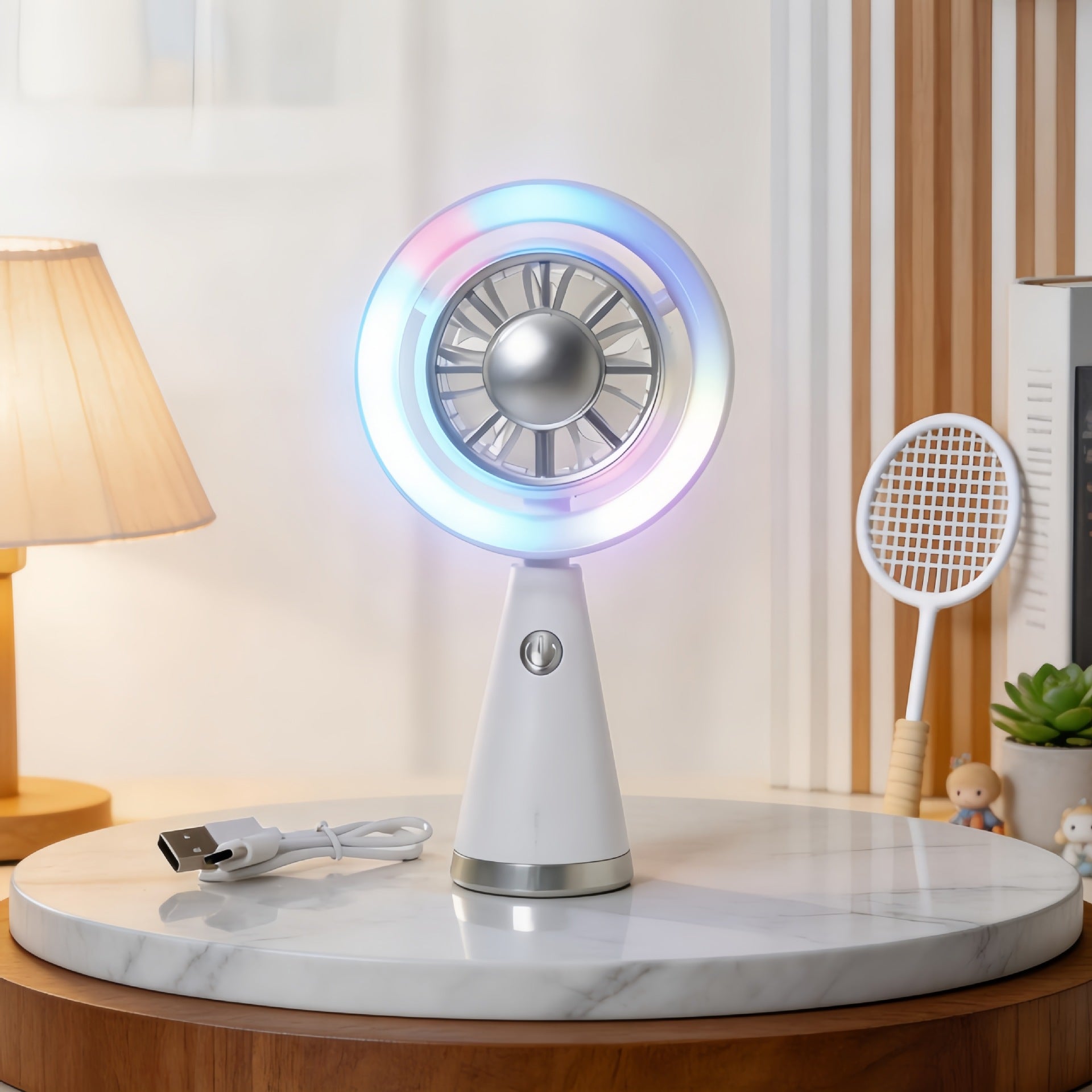 Dames Draagbare Handventilator met RGB-Verlichting Modern Design 6