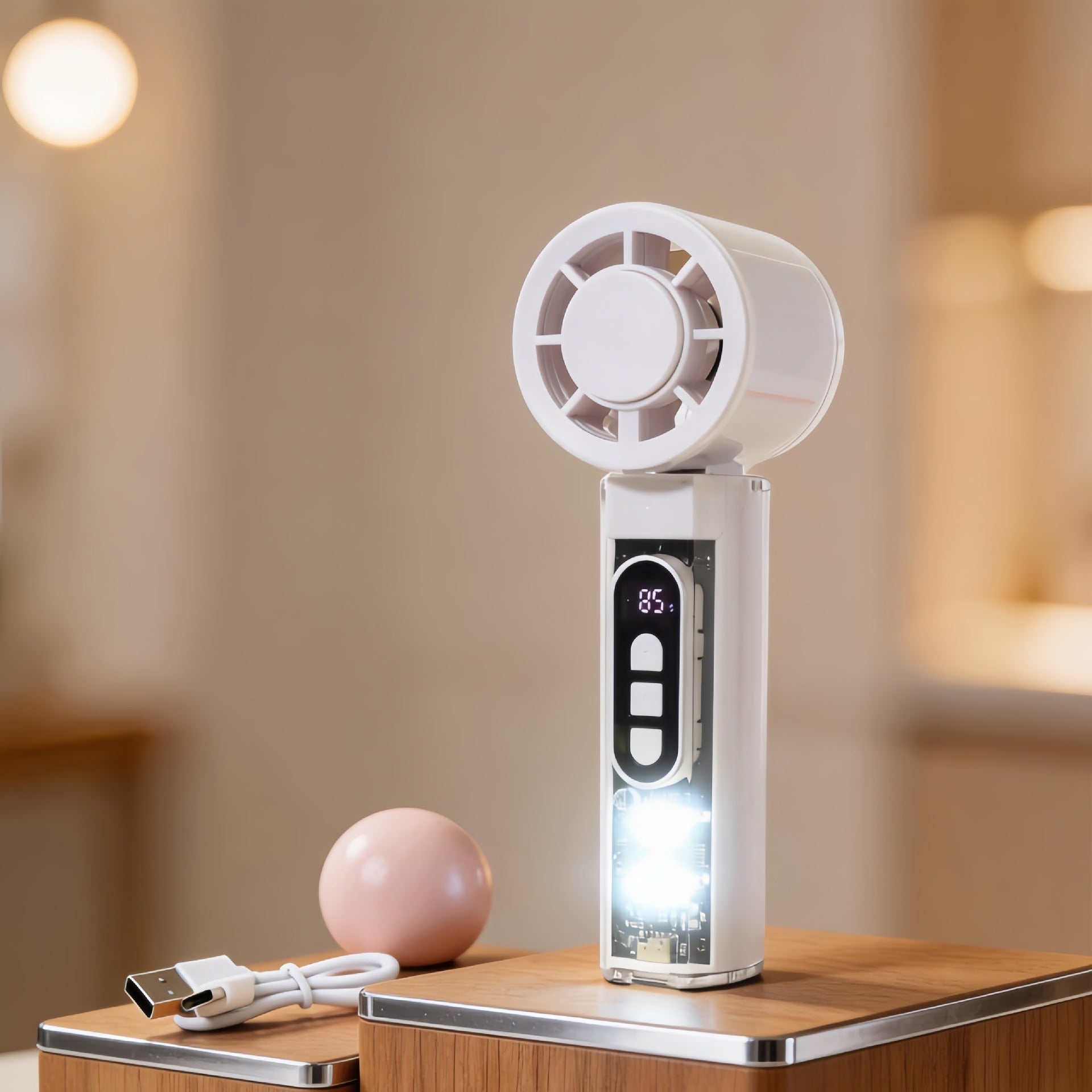 Dames Draagbare Handventilator met Temperatuurdisplay 4