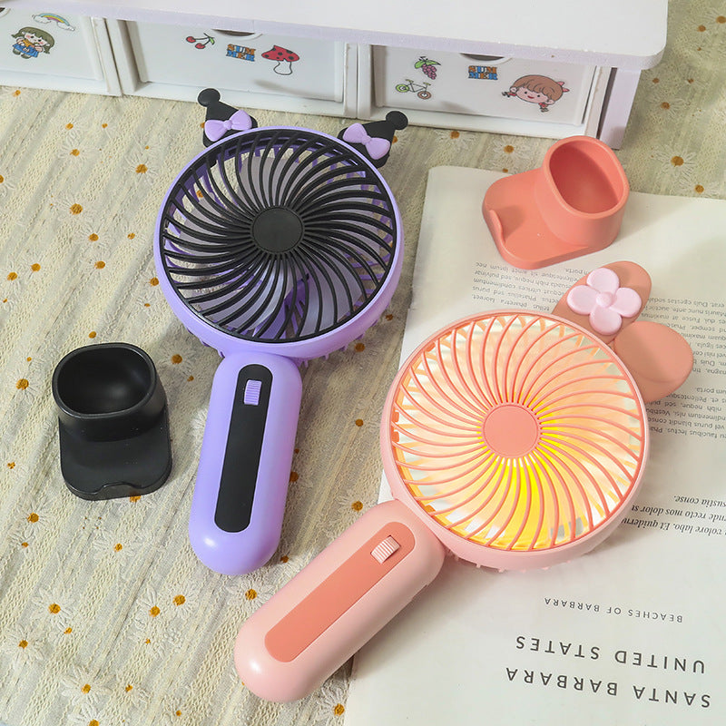 Dames Draagbare Handventilator met USB en LED Verlichting Schattig Design 3