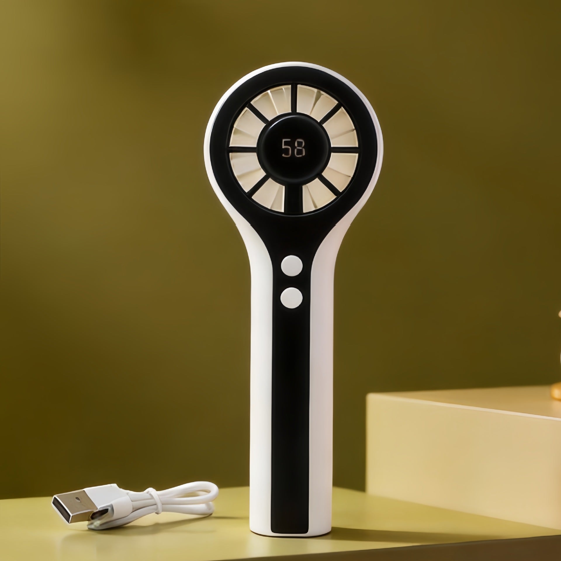 Dames Draagbare Mini Handventilator met LCD Temperatuurdisplay 5