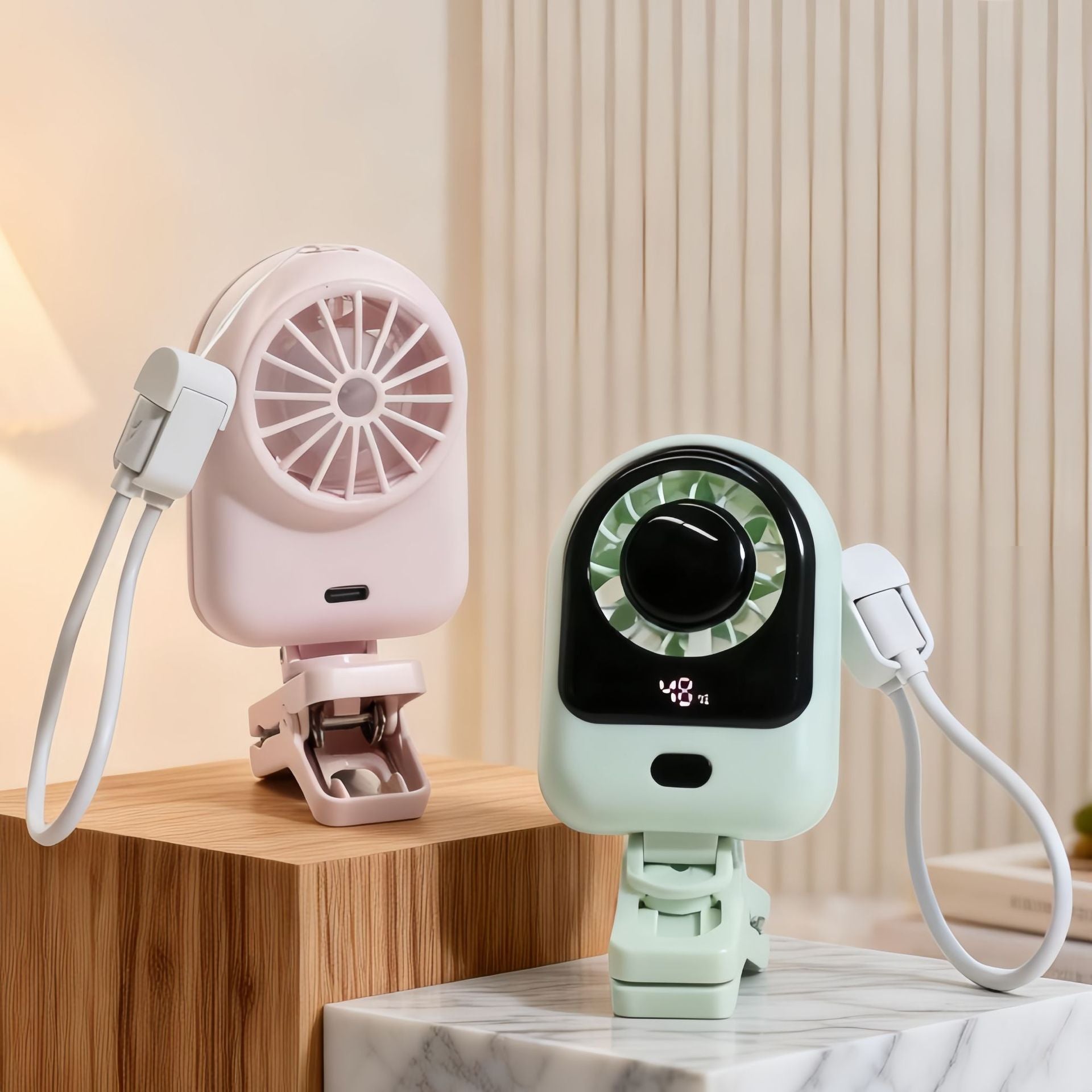 Dames Draagbare Mini Luchtkoeler Met Digitaal Display 2