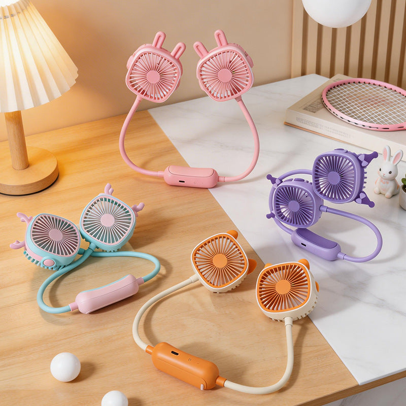 Dames Draagbare Mini Nekventilator met Dubbele Ventilator 1