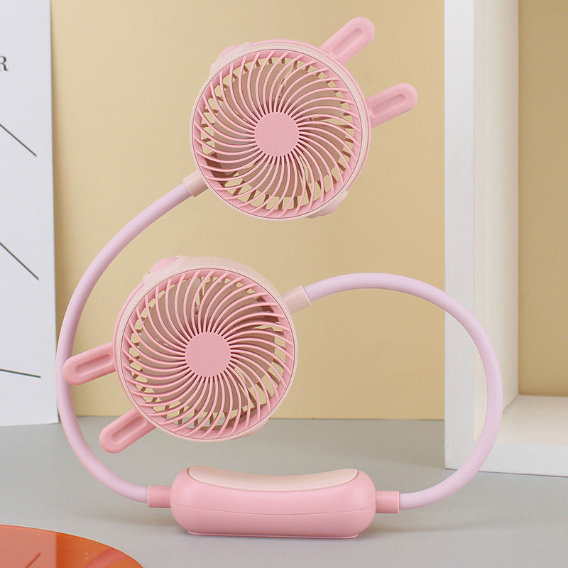 Dames Draagbare Mini Nekventilator met Dubbele Ventilator 11