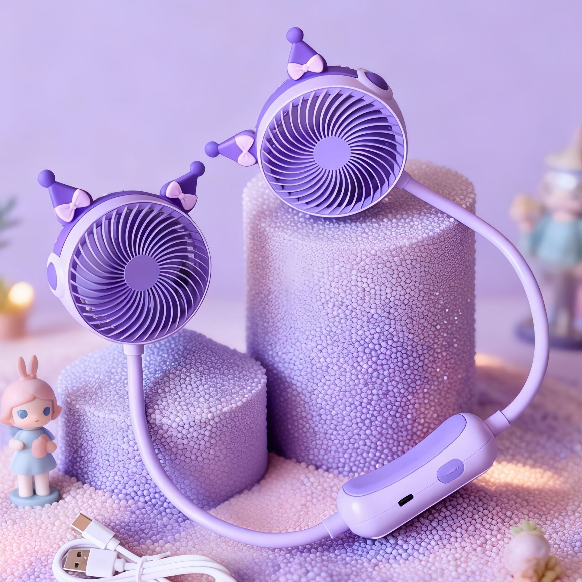 Dames Draagbare Mini Nekventilator met Dubbele Ventilator 9