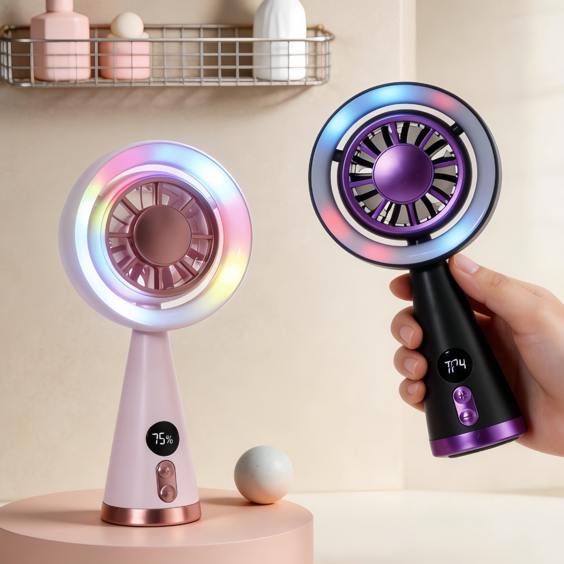 Dames Draagbare Miniventilator met LED Verlichting 3