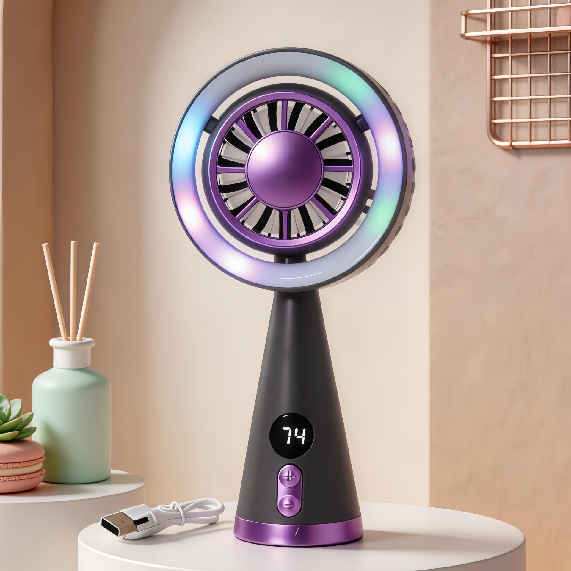 Dames Draagbare Miniventilator met LED Verlichting 5