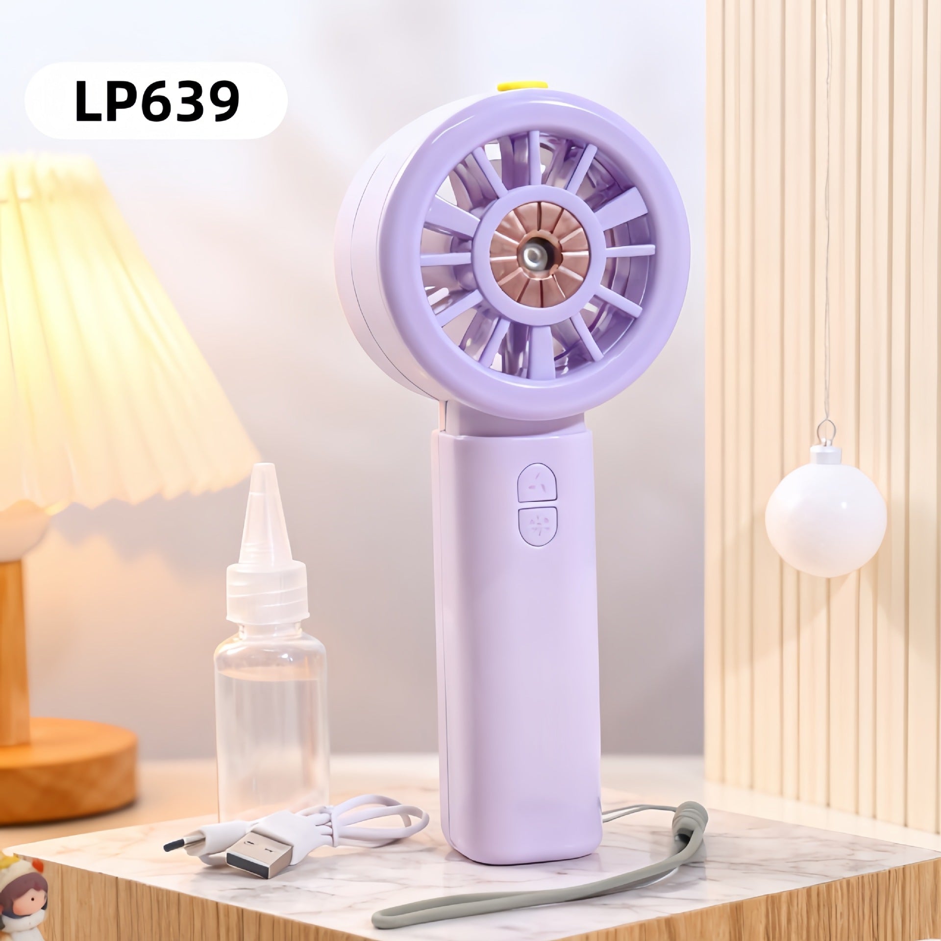 Dames Draagbare Ventilator met Sprayfunctie Lichtgewicht Ergonomisch 11