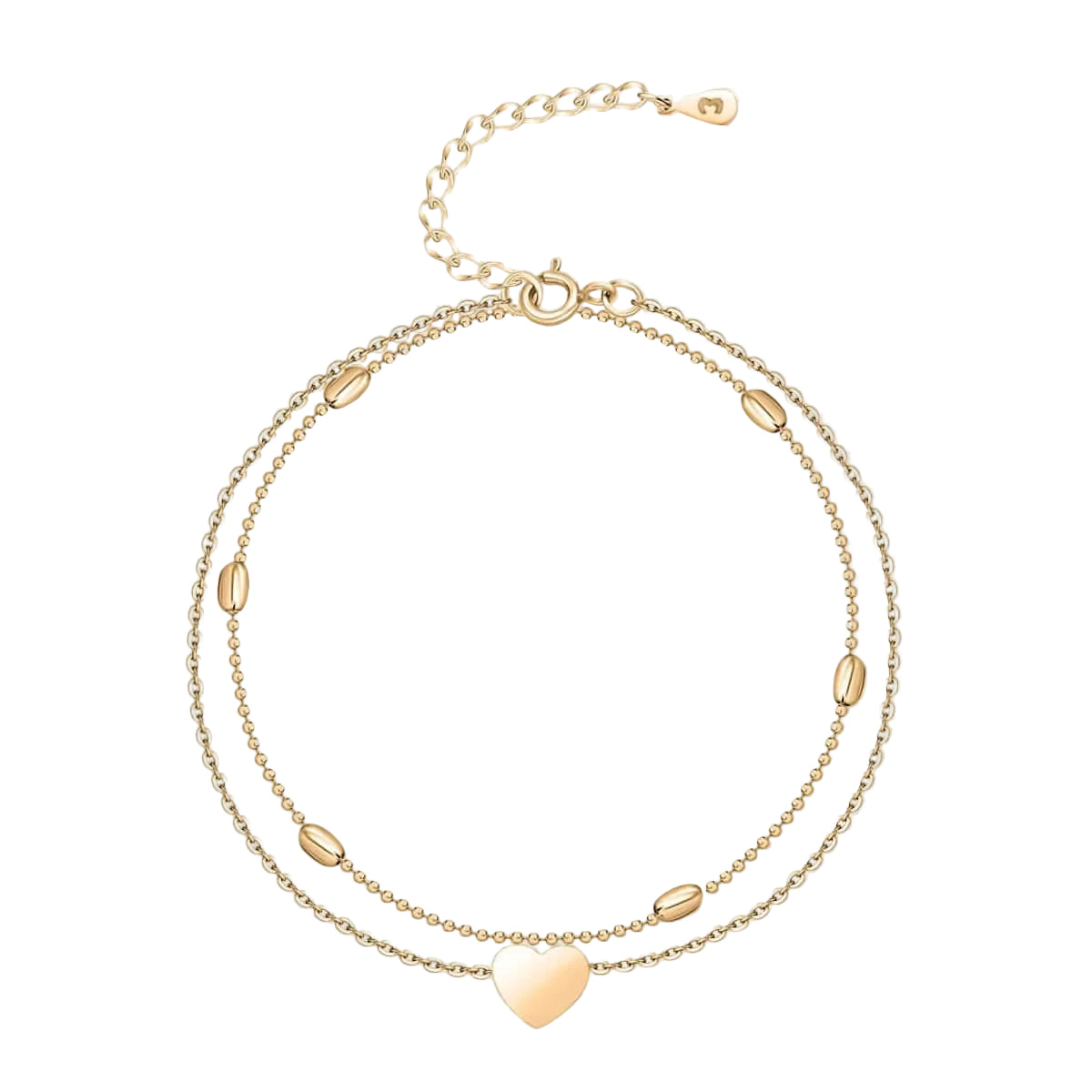 Dames Enkelbandje met Hartje en Dubbele Ketting 6