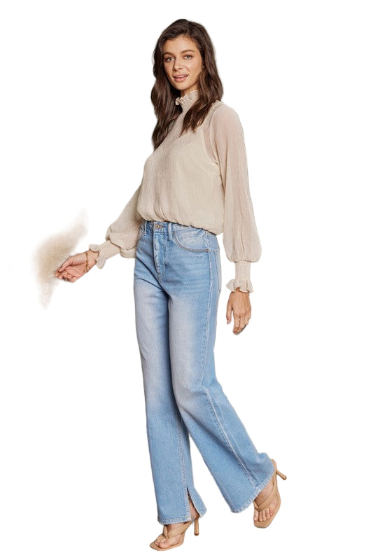 Dames Flared Jeans Hoge Taille Licht Denim 0