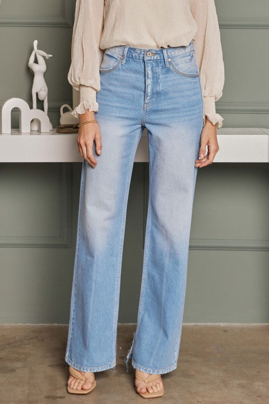 Dames Flared Jeans Hoge Taille Licht Denim 2