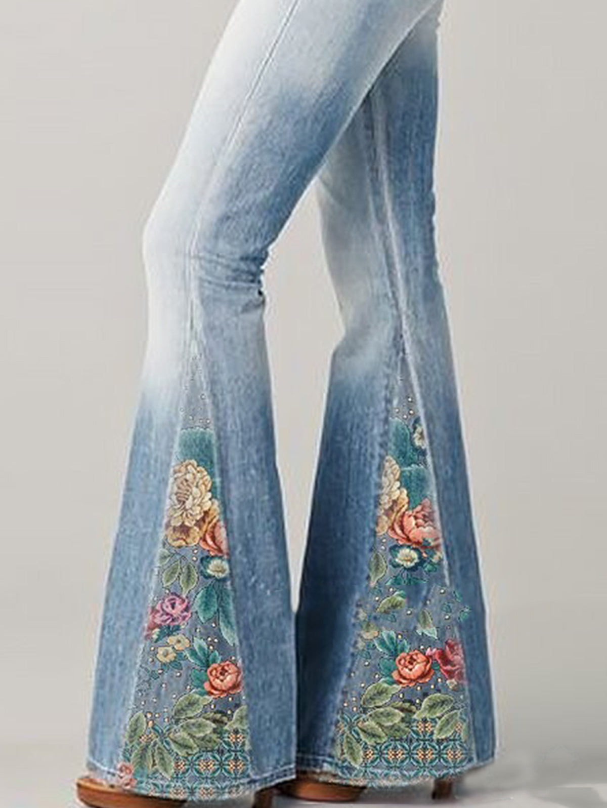 Dames Flared Jeans Met Bloemenprint 6