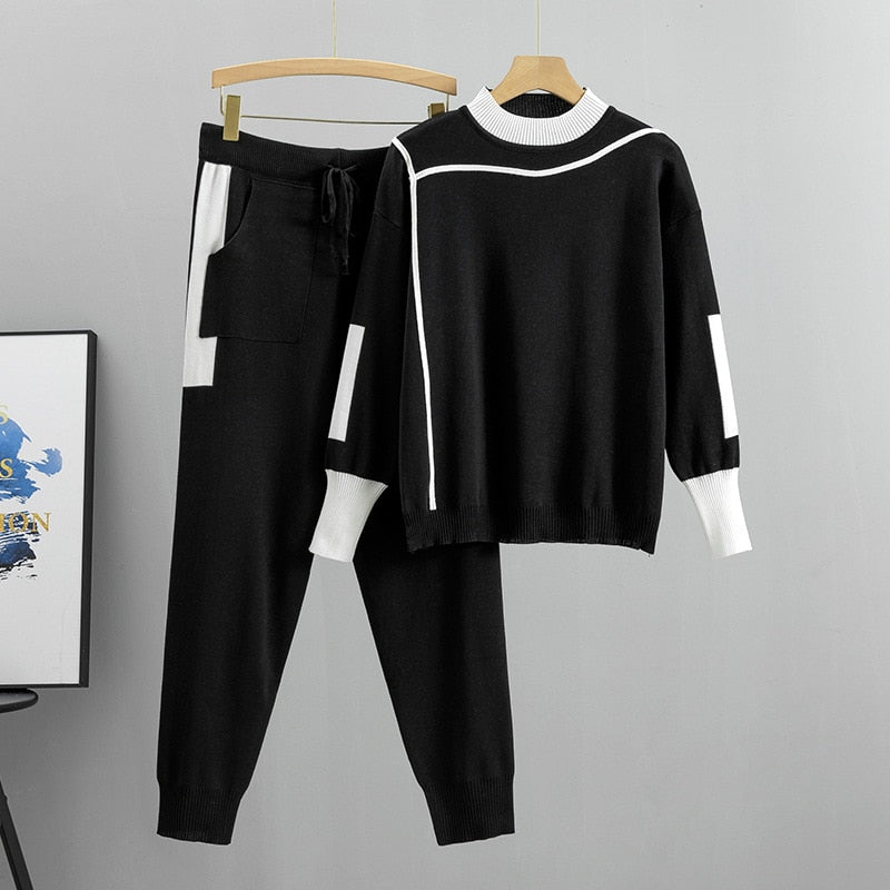 Dames Gebreide Trui en Broek Set Casual Comfortabel 1