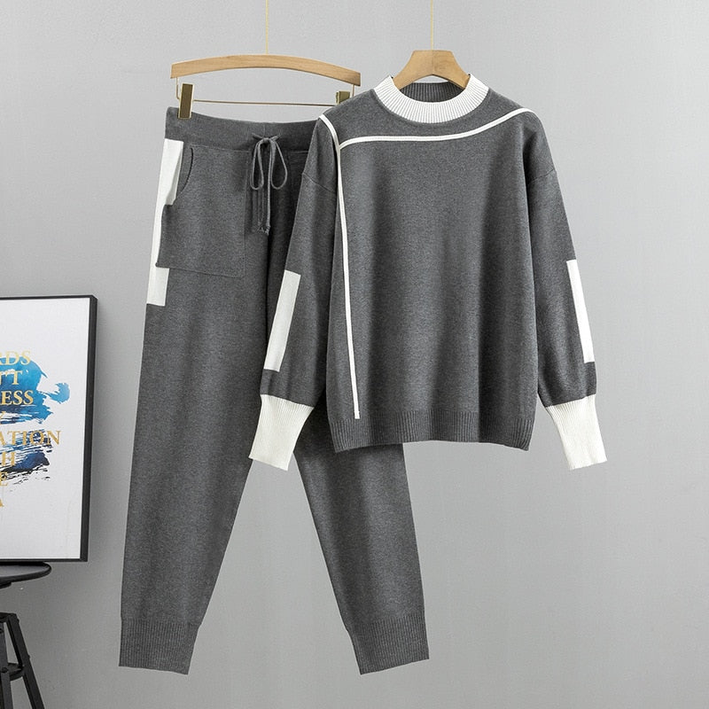 Dames Gebreide Trui en Broek Set Casual Comfortabel 2