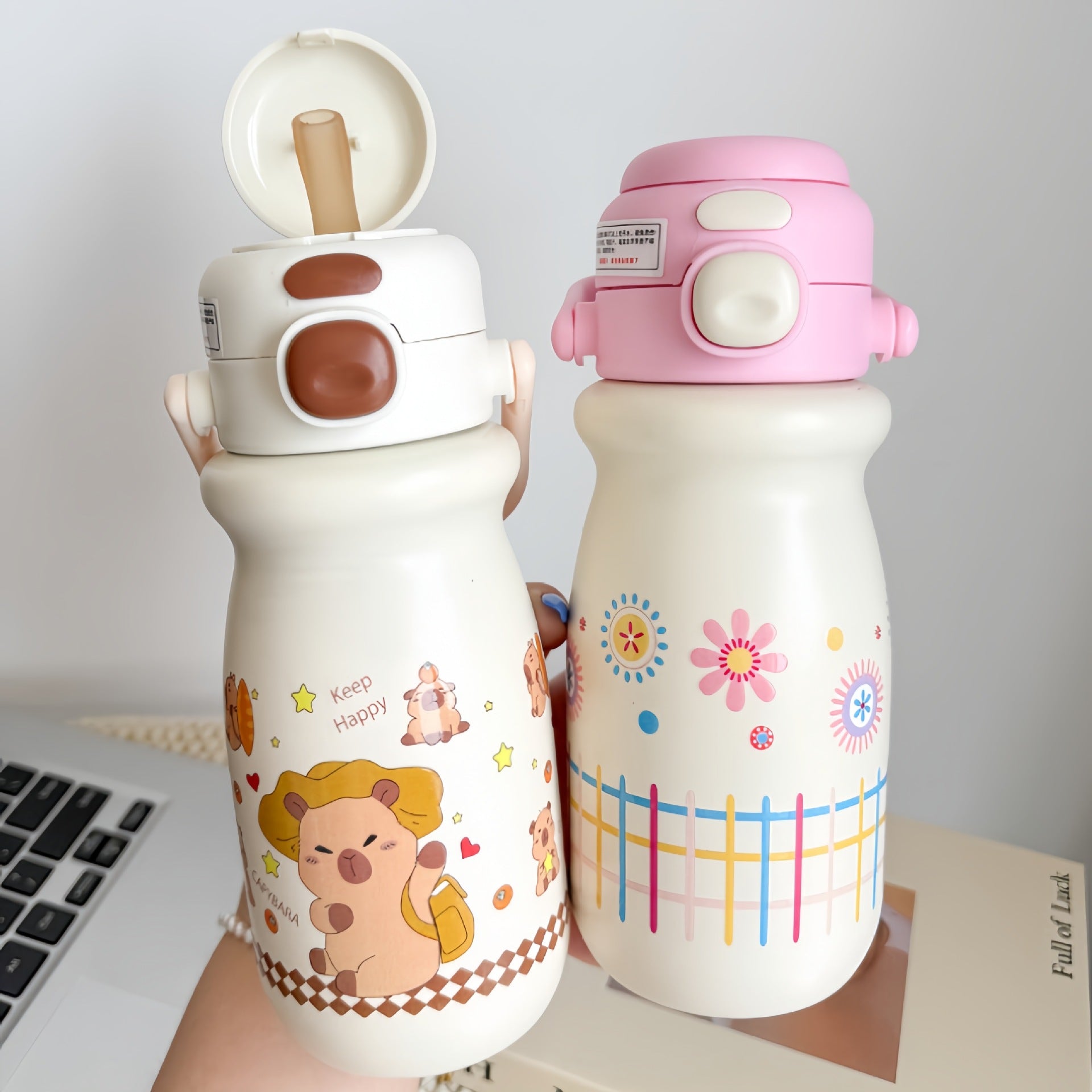 Dames Geïsoleerde Drinkfles Aardbei Design 1