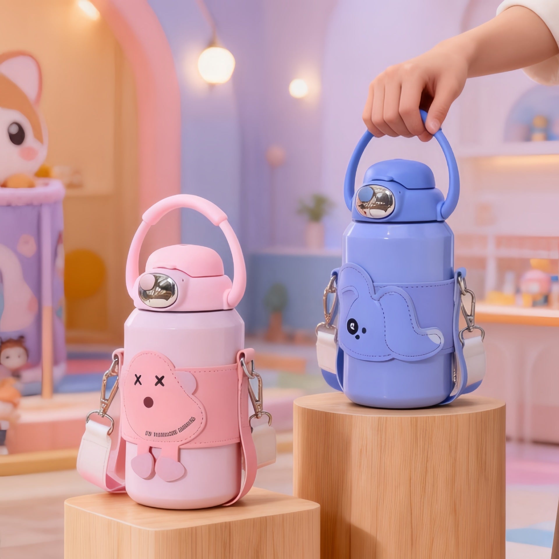 Dames Geïsoleerde Waterfles met Schattig Konijntje Ontwerp 1