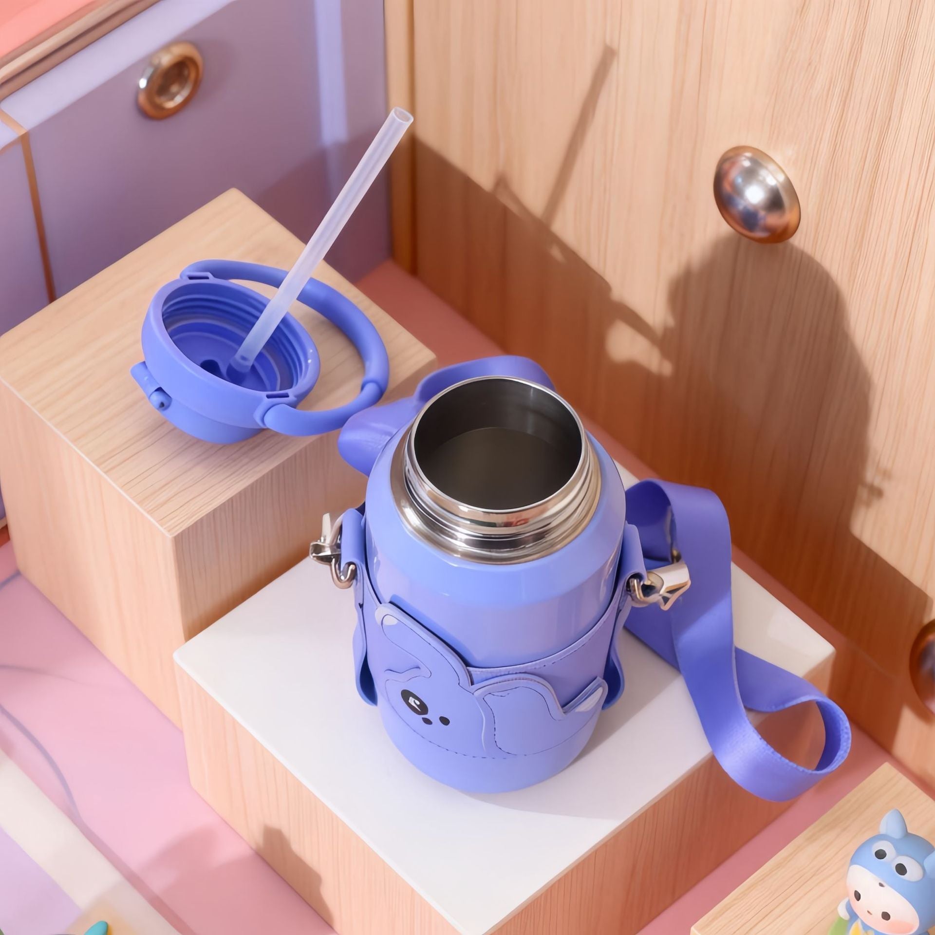 Dames Geïsoleerde Waterfles met Schattig Konijntje Ontwerp 3
