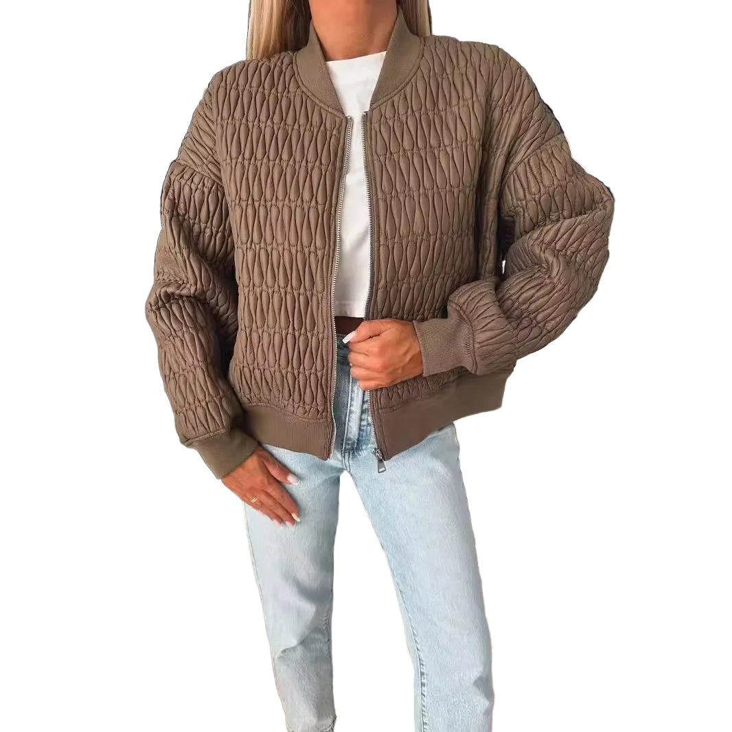 Dames Gewatteerd Bomberjack met Rits en Ribbelafwerking 4
