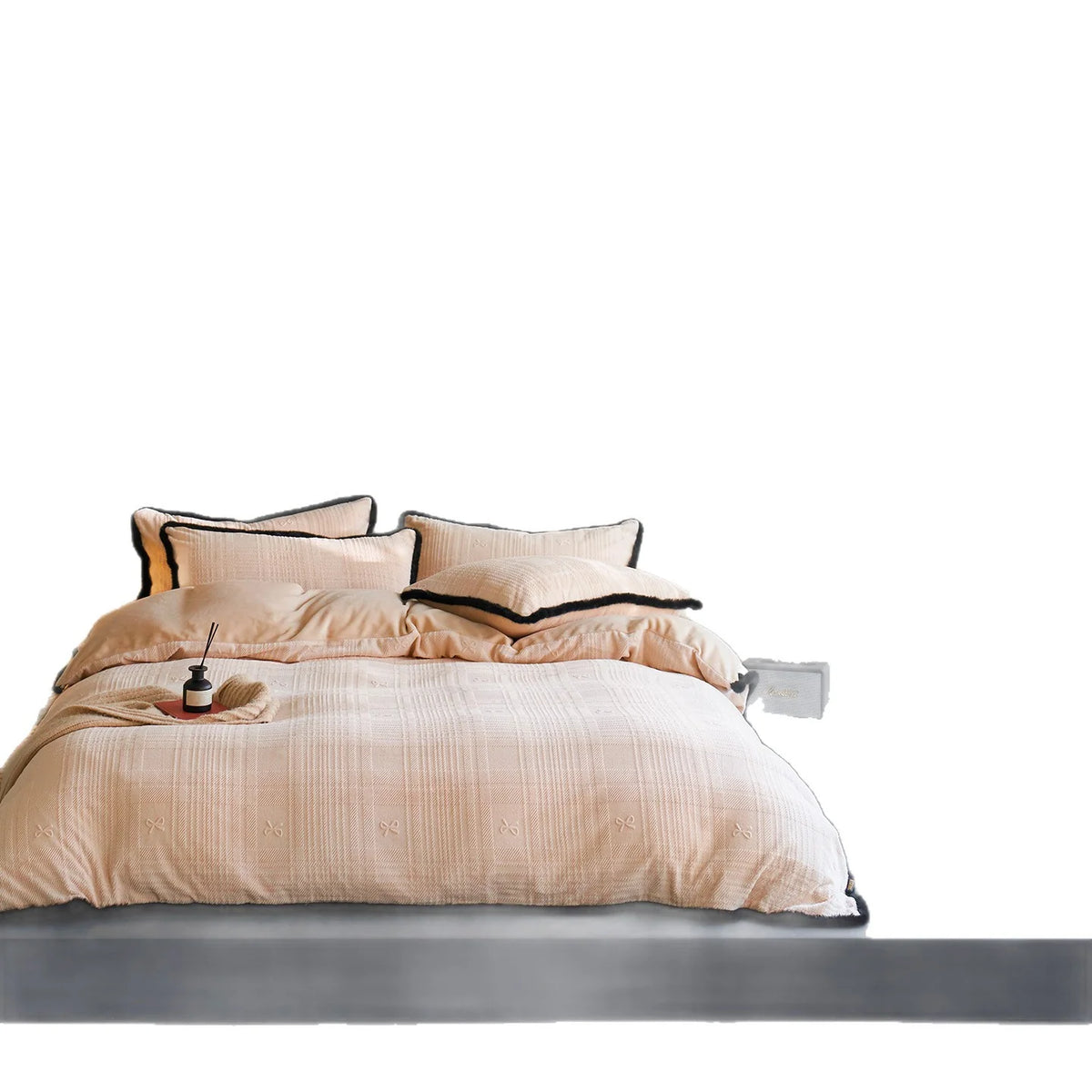 Dames Gewatteerde Beddenset Jacquard Patroon Met Imitatiebontrand 5