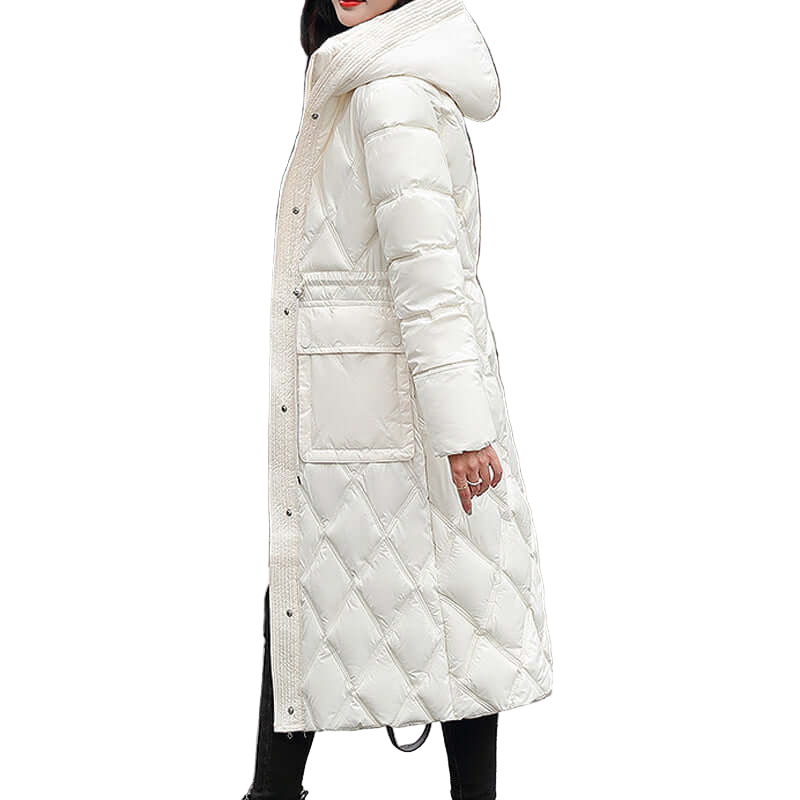 Dames Gewatteerde Jas - Knie Lengte - Relaxed Fit - Met Capuchon - Waterafstotend 0