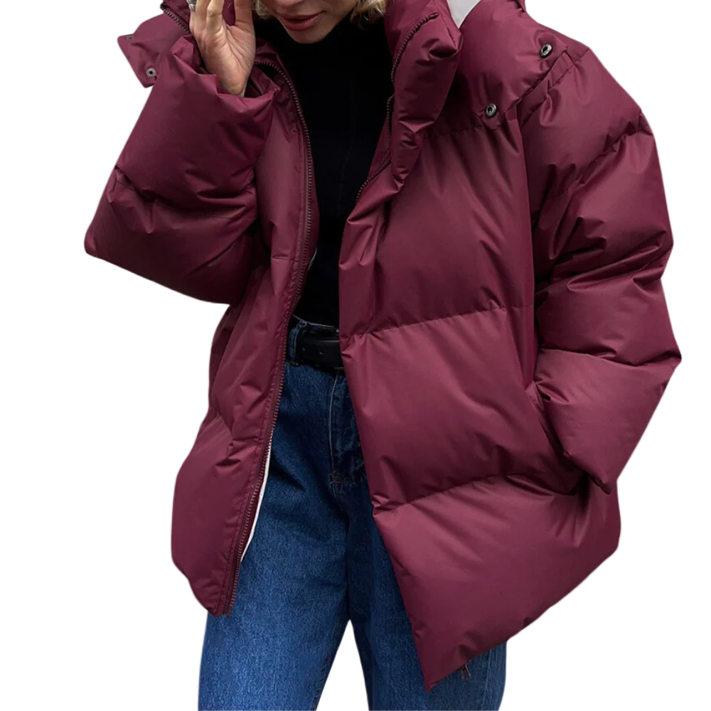 Dames Gewatteerde Jas – Oversized Pasvorm – Gevoerde Kap – Waterafstotend – Heuplengte 0