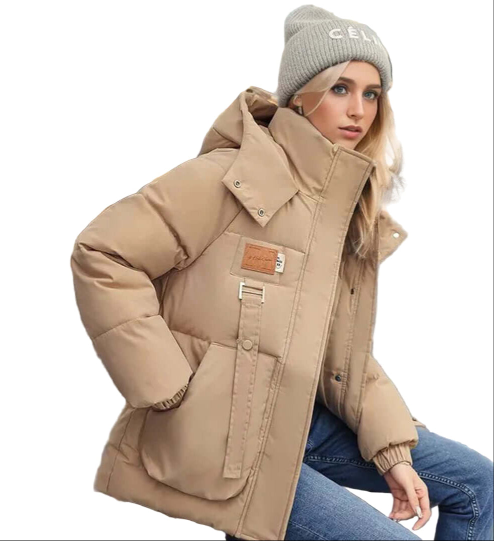 Dames Gewatteerde Jas – Relaxed Fit – Met Kap – Gevoerd – Geribde Mouwen – Voorzakken 0