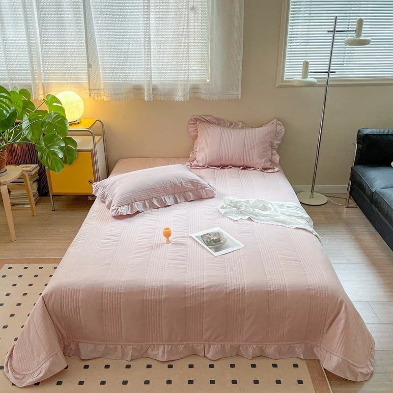 Dames Gewatteerde Sprei Set Met Ruches 0