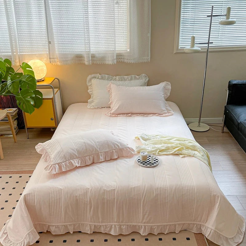 Dames Gewatteerde Sprei Set Met Ruches 11