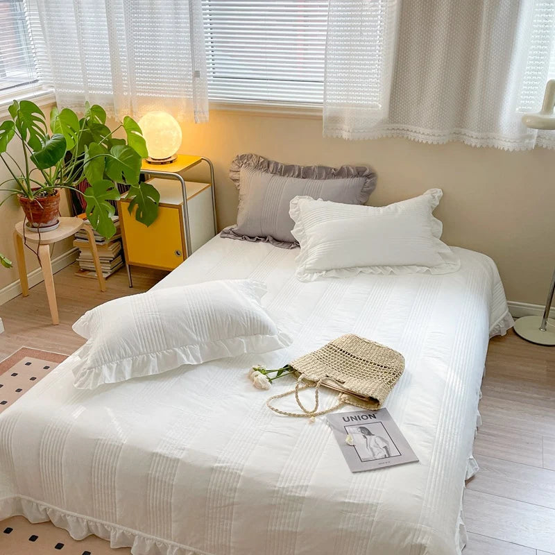 Dames Gewatteerde Sprei Set Met Ruches 2