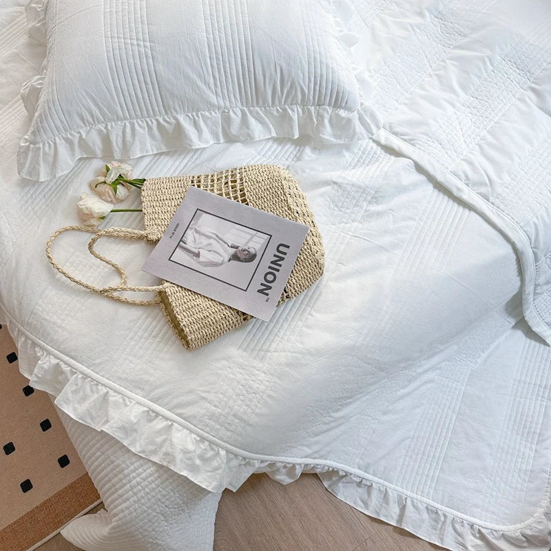 Dames Gewatteerde Sprei Set Met Ruches 3