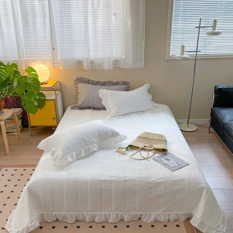 Dames Gewatteerde Sprei Set Met Ruches 7