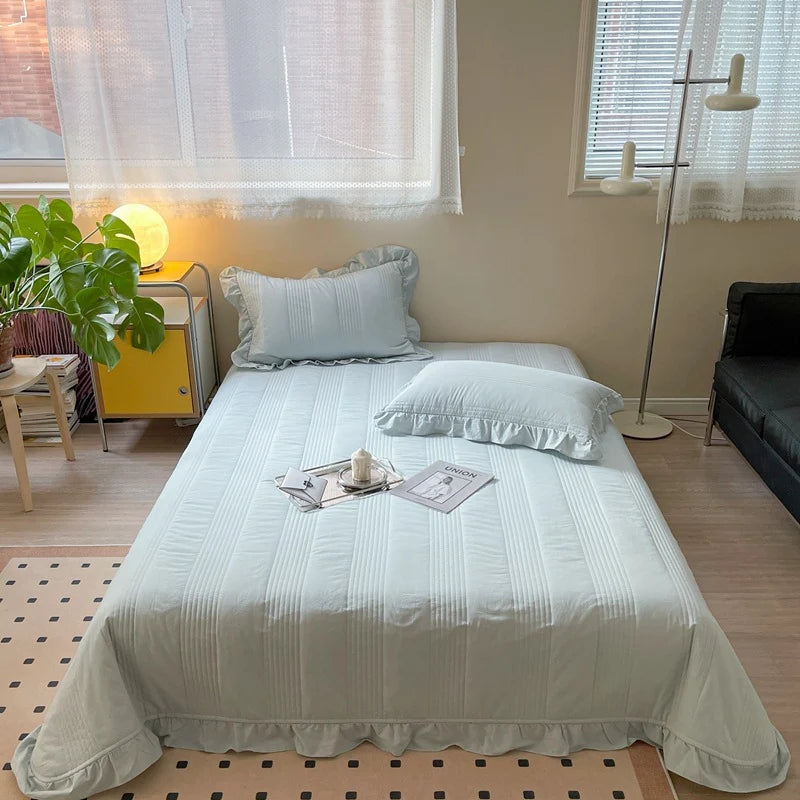 Dames Gewatteerde Sprei Set Met Ruches 8