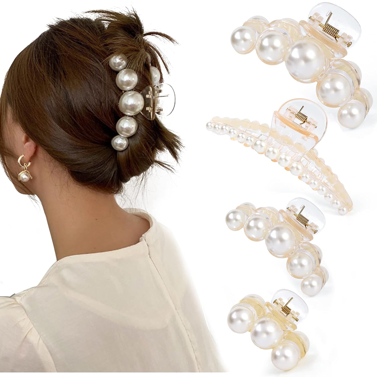 Dames Haarclips Parelontwerp Set van 4 0