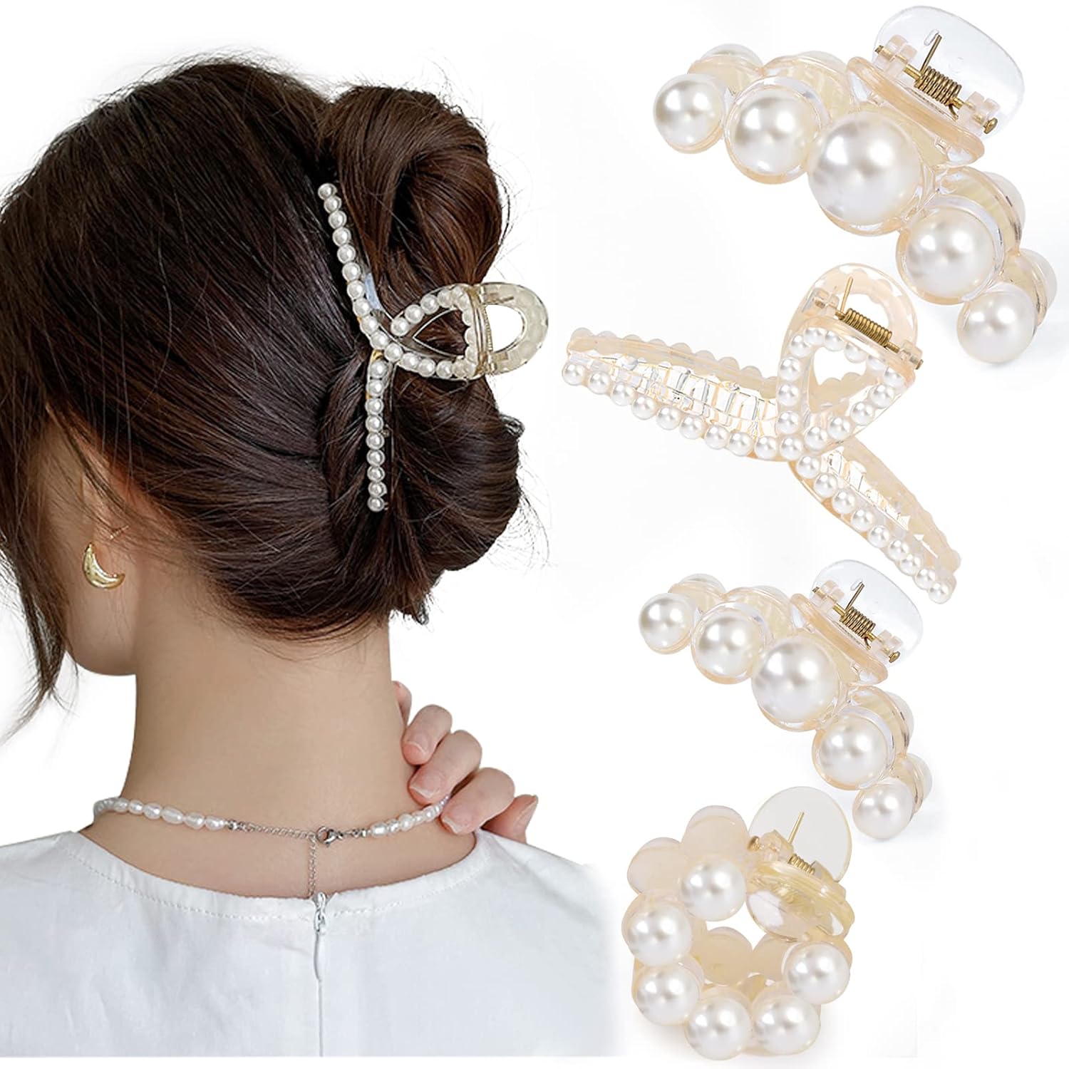 Dames Haarclips Parelontwerp Set van 4 3