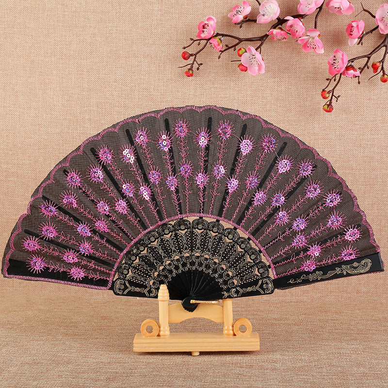 Dames Handgemaakte Ventilator Met Bloemenmotief 11