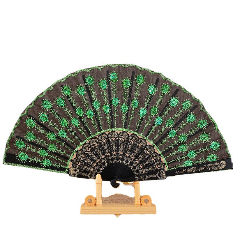Dames Handgemaakte Ventilator Met Bloemenmotief 5