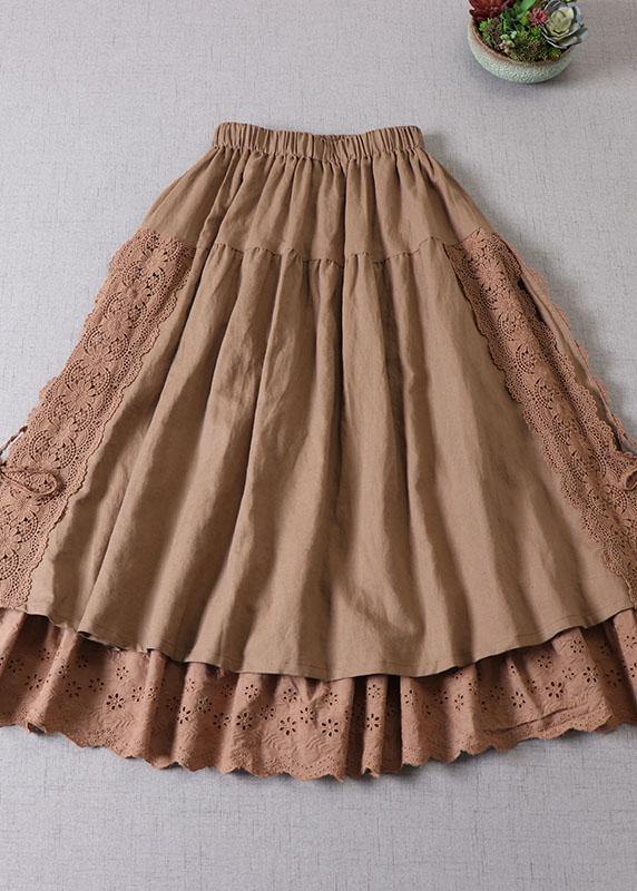 Dames Herfst Patchwork Rok Met Gerimpelde Details 3