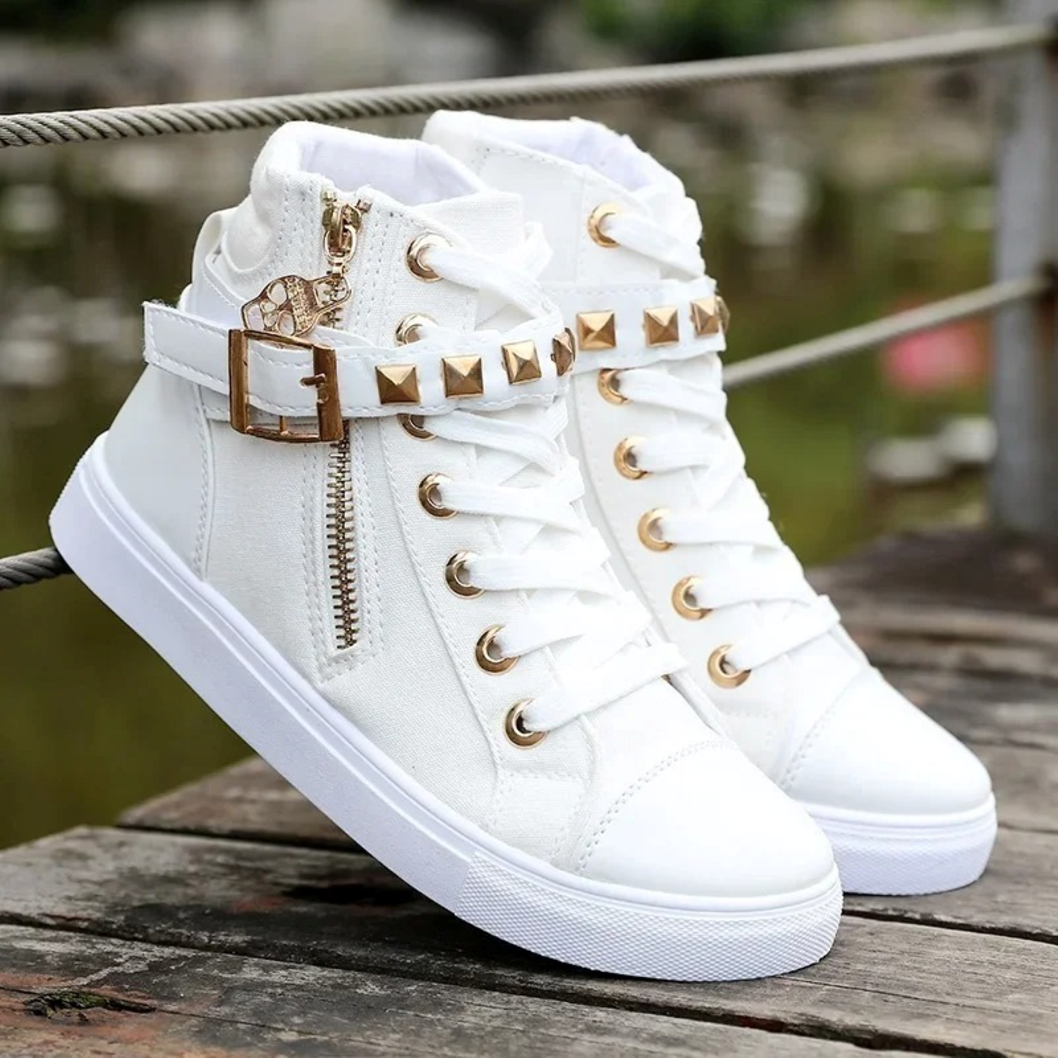 Dames Hoge Sneakers Sportieve Stijl Met Rits 0