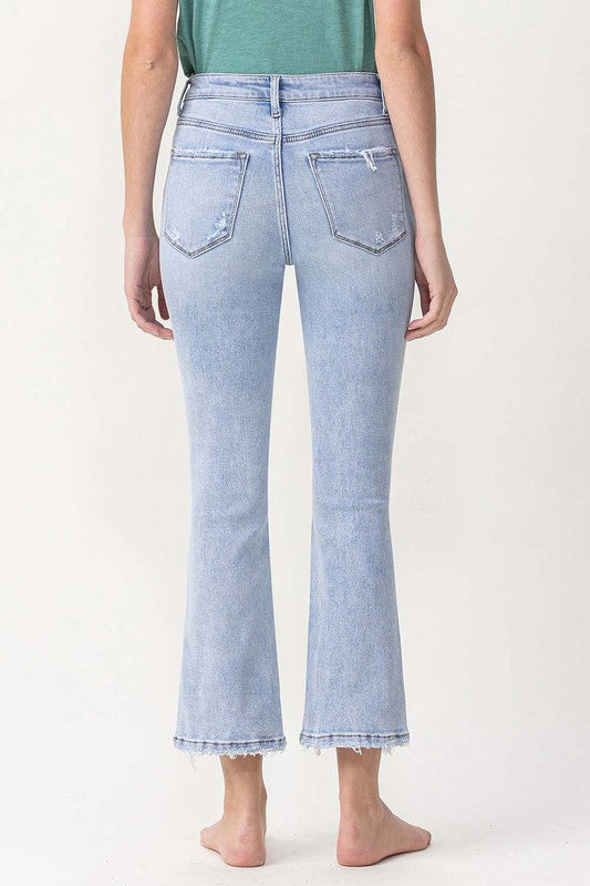 Dames Hoge Taille Kick Flare Jeans Licht Denim 4