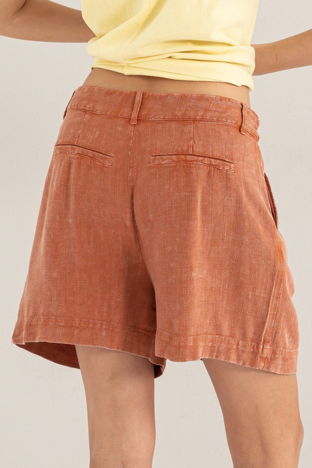 Dames Hoge Taille Plissé Linnen Shorts 1