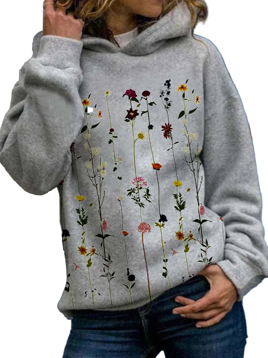 Dames Hoodie met Bloemenprint Casual Stijl 0