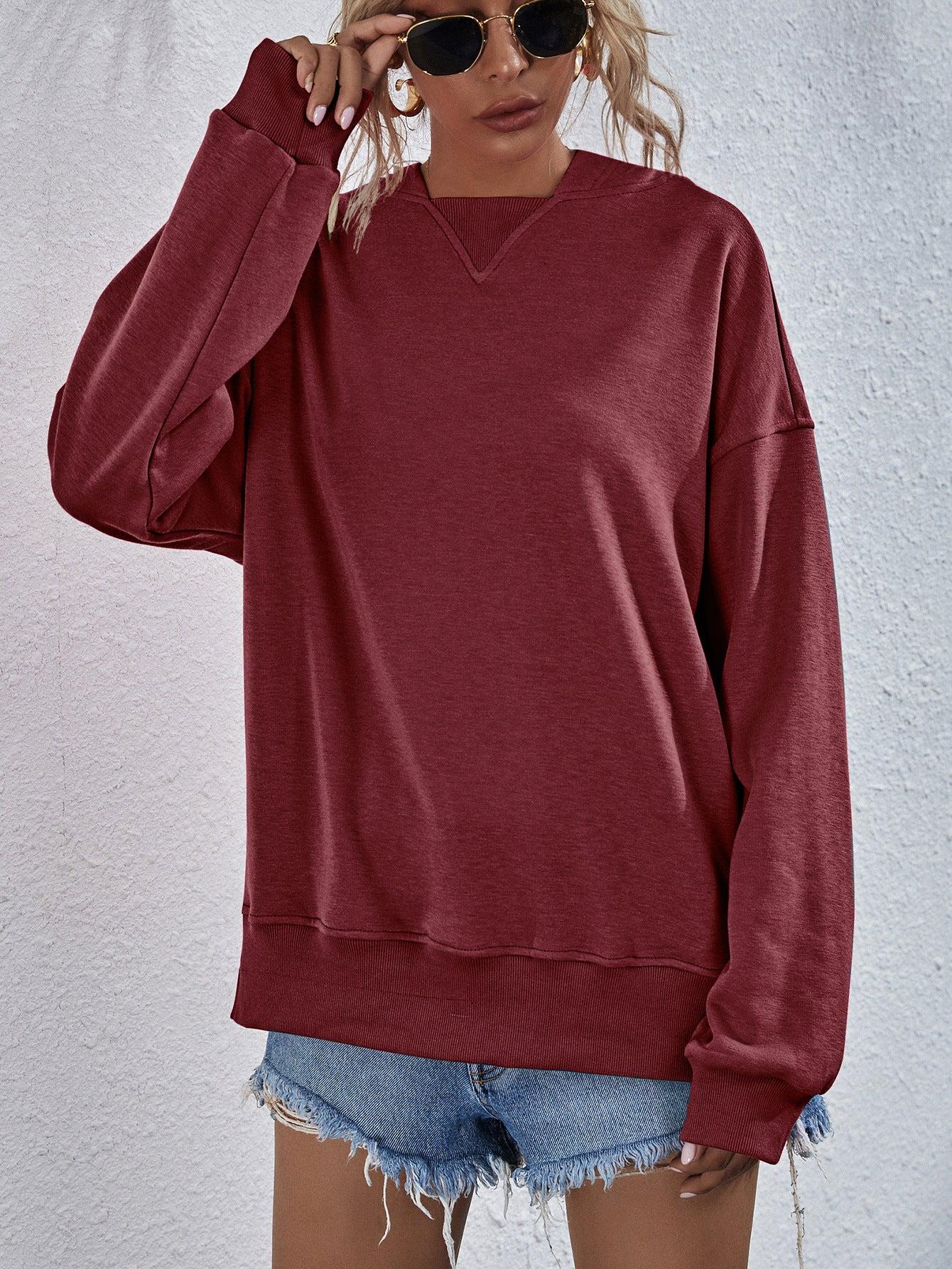 Dames Hoodie met Verlaagde Schouders en Split 11